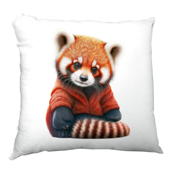 Polštář saténový s potiskem Panda červená